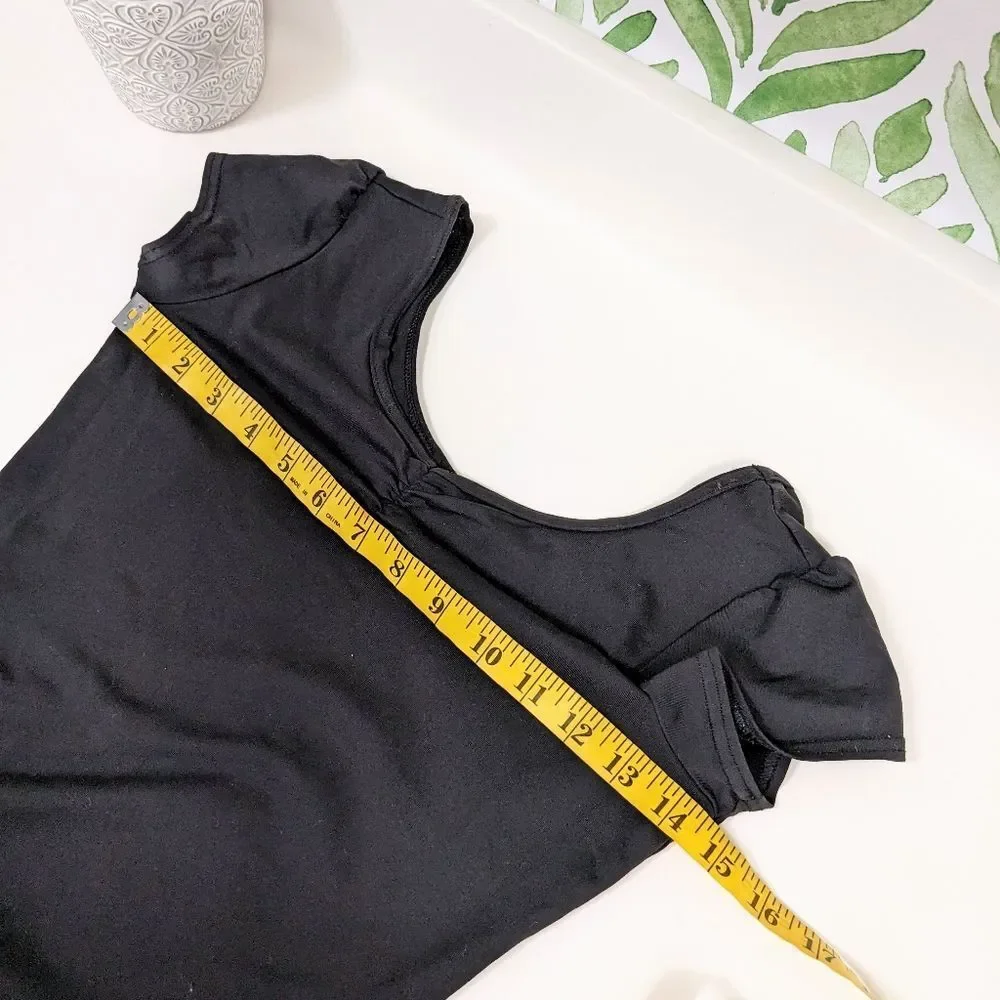 Girls Cap Sleeve Leotard 12-14 Classic Ballet Black Practice Classic Performance